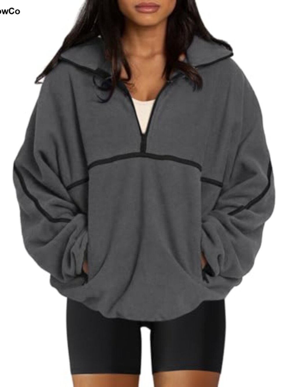 Oversized Sherpa Fleece Half Zip Pullover Jacket